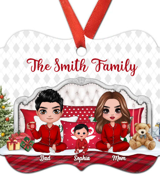 Personalized Pajamas Doll Family Christmas Ornament