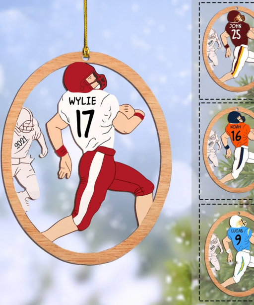 Personalized Christmas Football Player Ornament