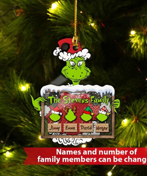 Personalized The Grinch Family Christmas 2023 Ornament