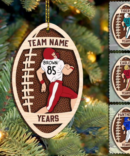 Personalized Football Team Christmas Ornament