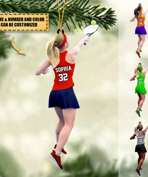 Personalized Girl Tennis Player Ornament