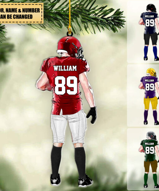 Personalized Football Player Xmas Ornament