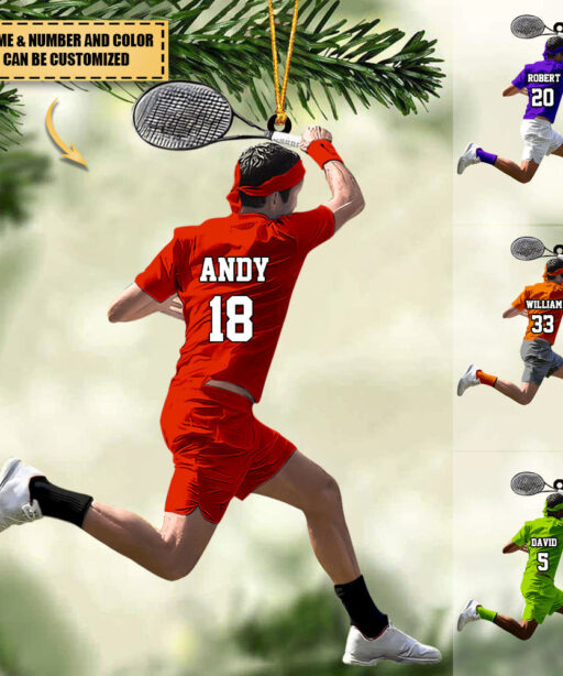 Personalized Boy Tennis Player Ornament