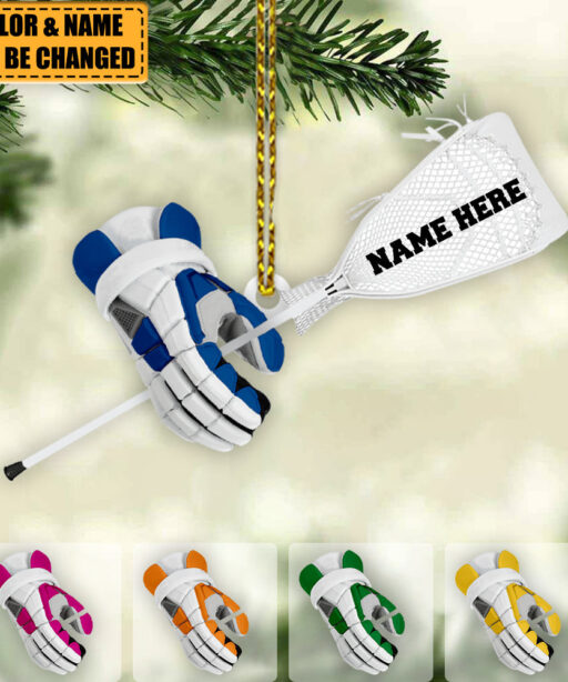 Personalized Lacrosse Gloves And Stick Ornament