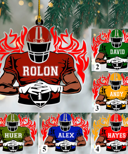 Personalized Football Player Christmas Ornament