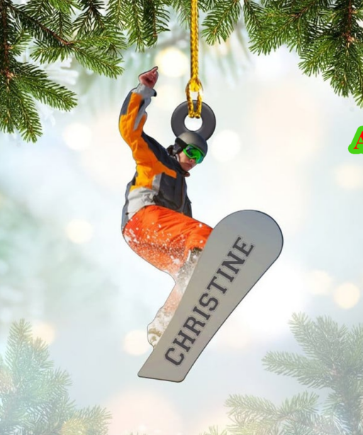 Personalized Snowboarding Christmas Ornament