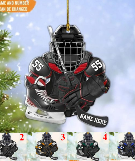 Personalized Ice Hockey Equipment Christmas Ornament