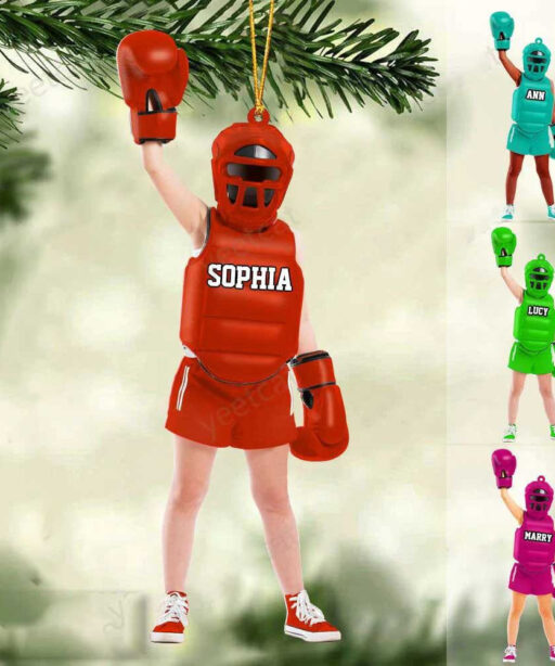 Personalized Girl Boxer Christmas Ornament