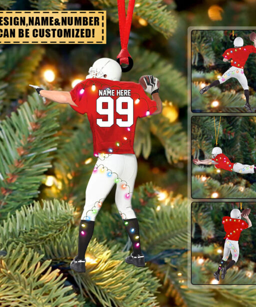 Personalized Shaped Football Player Christmas Ornament