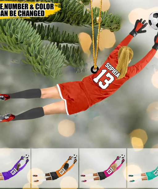 Personalized Girl Football Goalkeeper Ornament