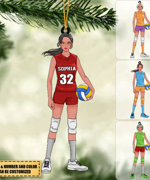 Personalized Girl Volleyball Player Christmas Ornament