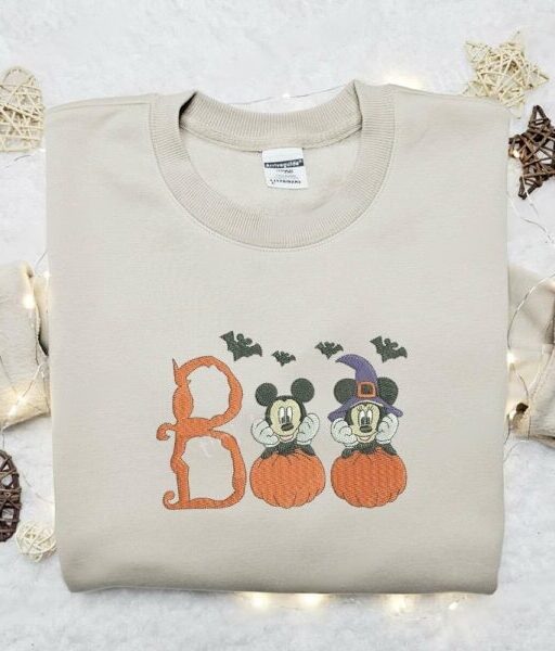 Boo Mickey Minnie Embroidered Shirt