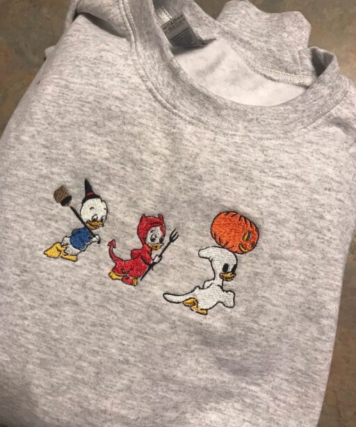 Huey Dewey And Louie Duck Halloween Embroidered Shirt