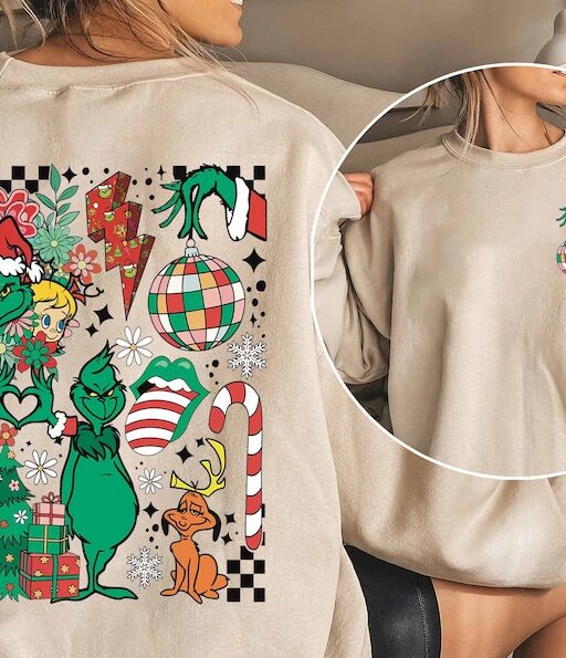 Retro Grinch Christmas 2 Sides Shirt