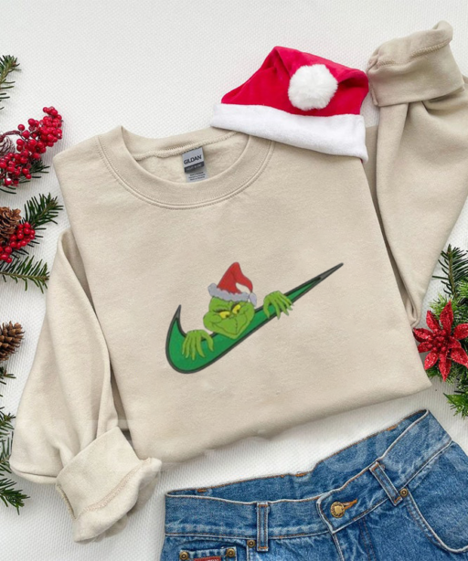 Grinchmas Face Swoosh Embroidered Shirt