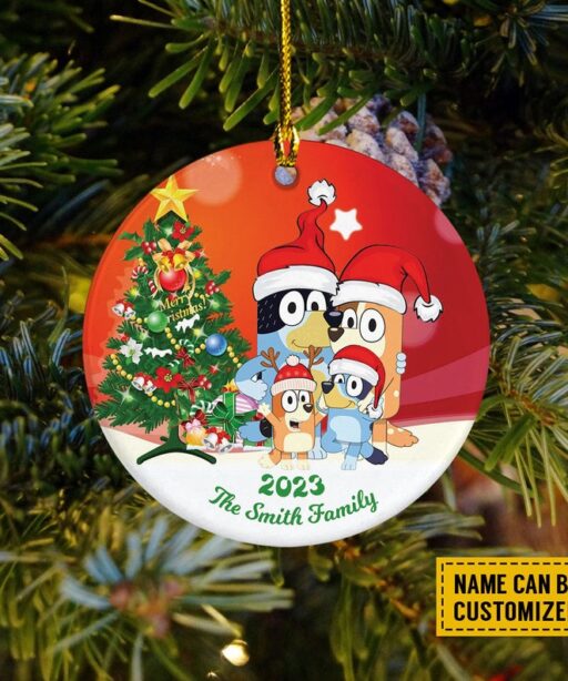 Custom Christmas Family Bluey Ornament