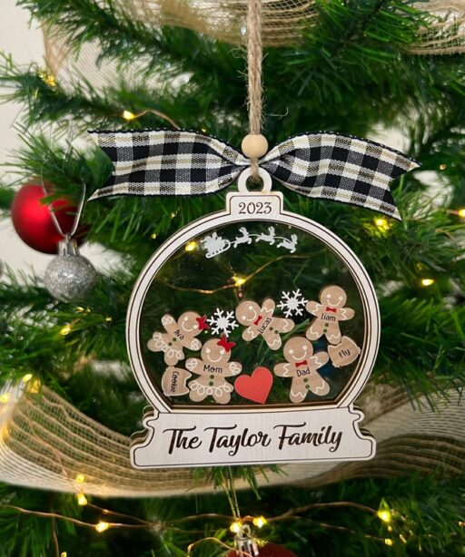 Personalized Gingerbread Family Christmas 2023 Ornament