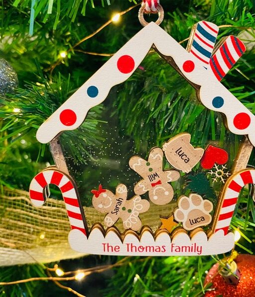 4D Shake Custom Gingerbread Family House Ornament