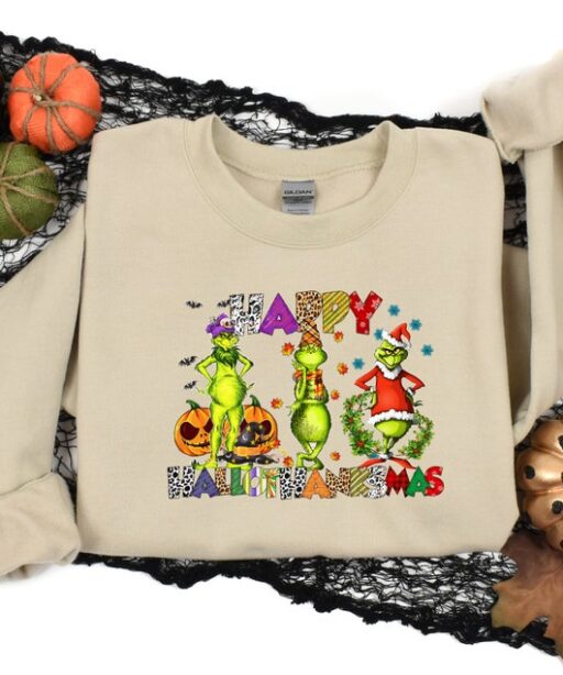 Grinch Happy HalloThanksMas Shirt