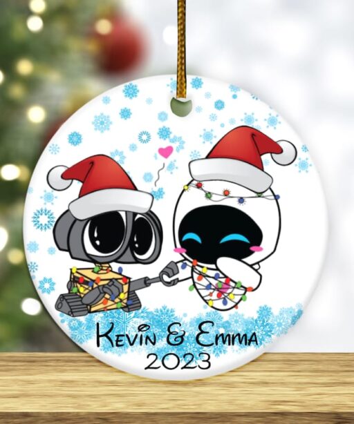 Personalized Wall-e and Eve Christmas Ornament