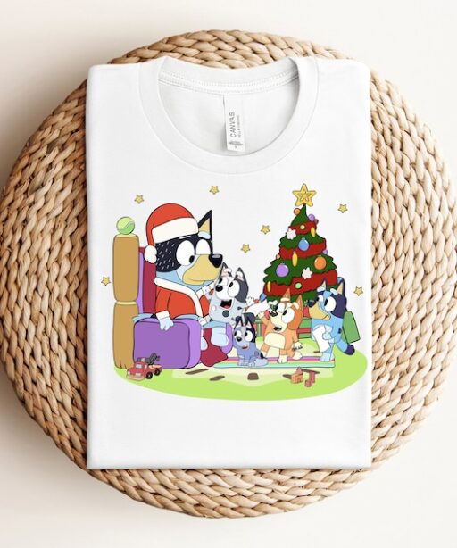 Blue Dog Christmas Santa Shirt