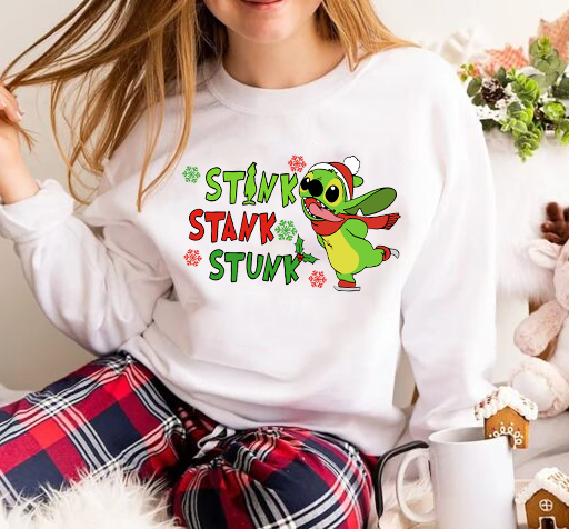 Stitch x Grinch Stink Stank Stunk Christmas Shirt