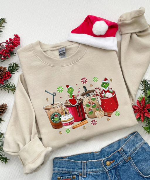 Vintage Coffee Latte Grinchmas Shirt