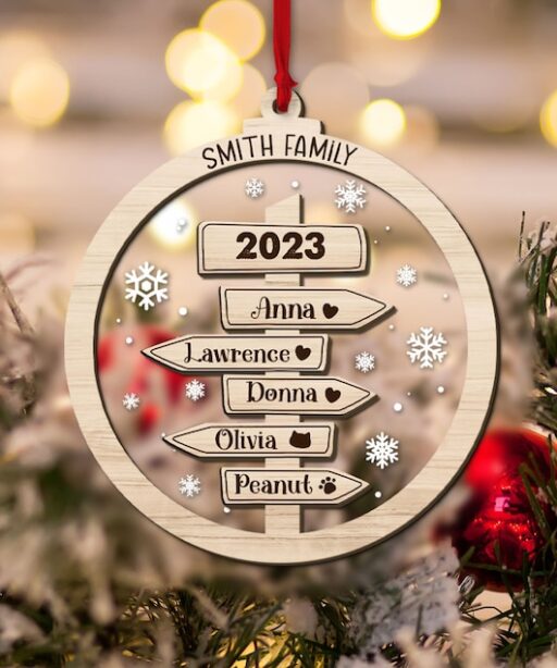 Personalized Family Name Post Ornament