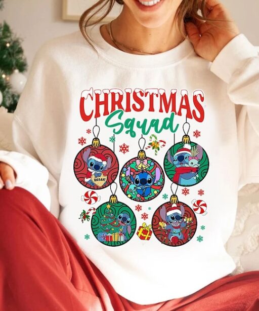 Disney Stitch Christmas Squad Lights Shirt