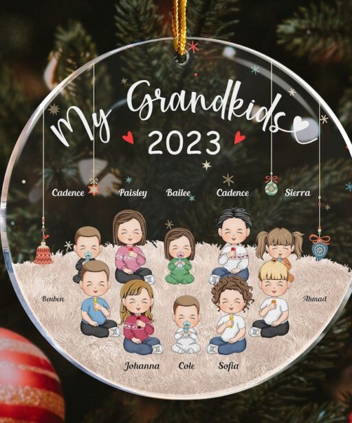 My Grandkids Personalized Round Acrylic Ornament