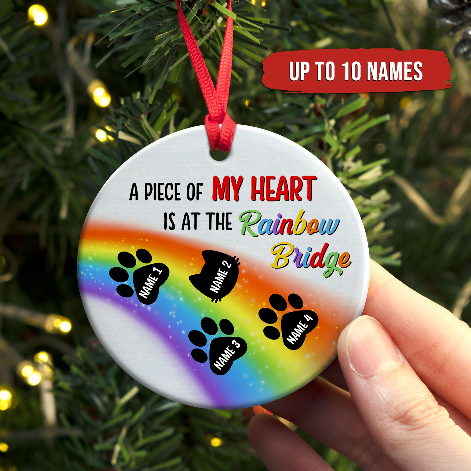 Personalized My Heart Is At The Rainbow Bridge Ornament