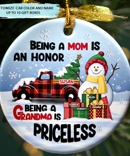 Personalized Be A Mom Is An Honor Being A Grandma Is Priceless Ornament