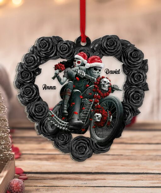 Personalized Couple Biker Skull Ornament