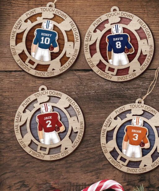 Personalized American Football Player Ornament