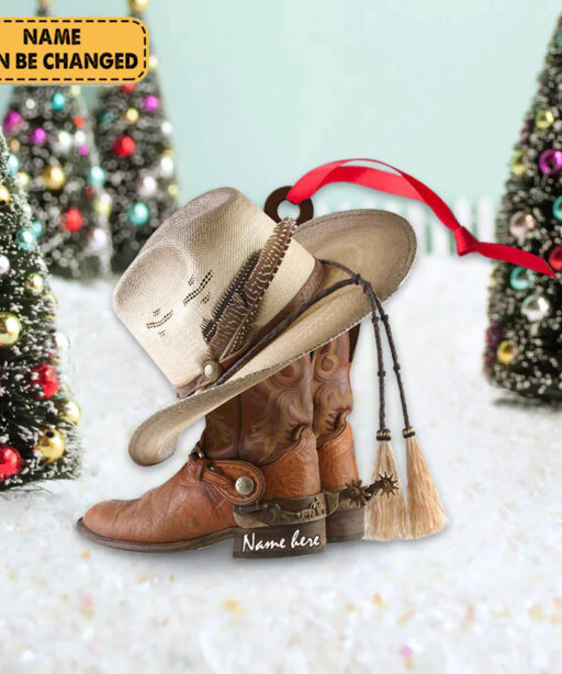 Personalized Cowboy Boots And Hat Ornament