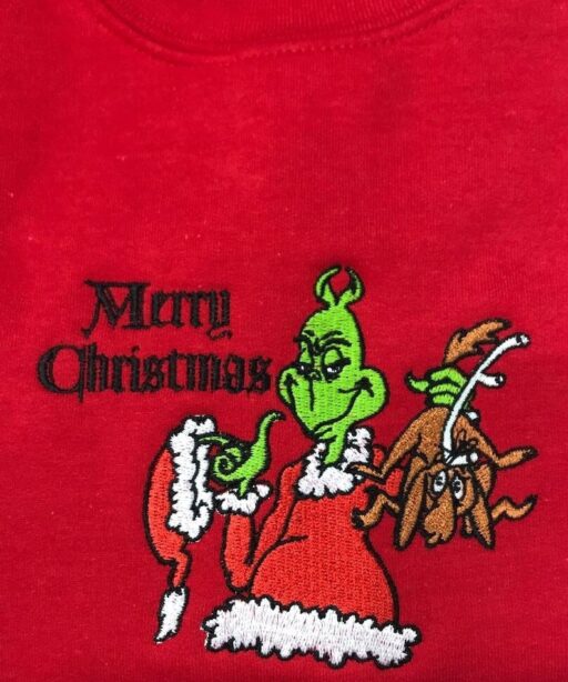 Christmas Grinch Embroidered Shirt