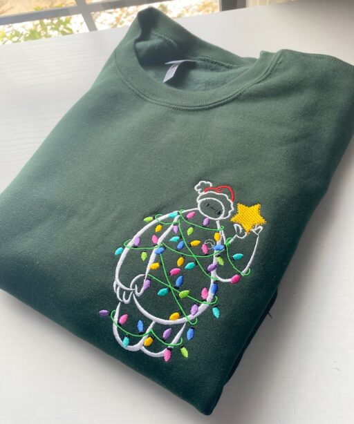 Baymax Christmas Lights Embroidered Shirt