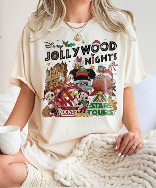 Vintage Disney Christmas Hollywood Studios Jollywood Nights Shirt