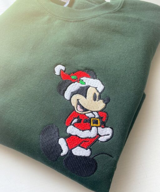 Santa Mickey Embroidered Shirt