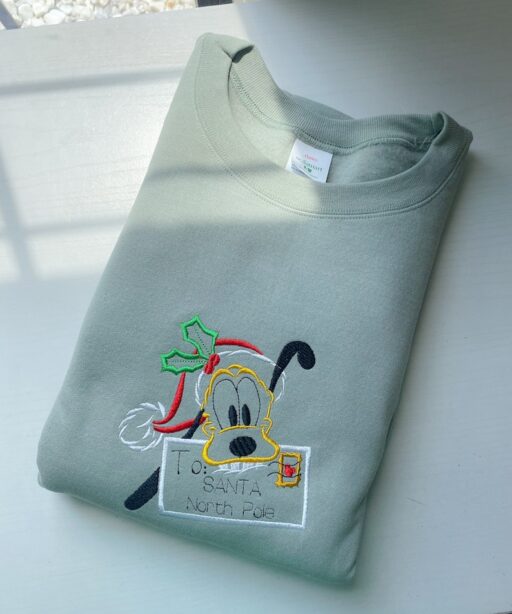 Pluto Christmas Letter Embroidered Shirt