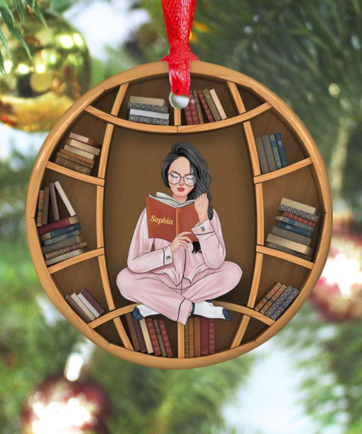 Personalized Girl Book Lovers Ornament