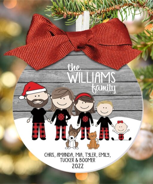 2023 Family Christmas in Plaid Pajamas Ornament