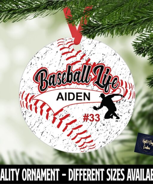 Personalized Baseball Christmas Ornament