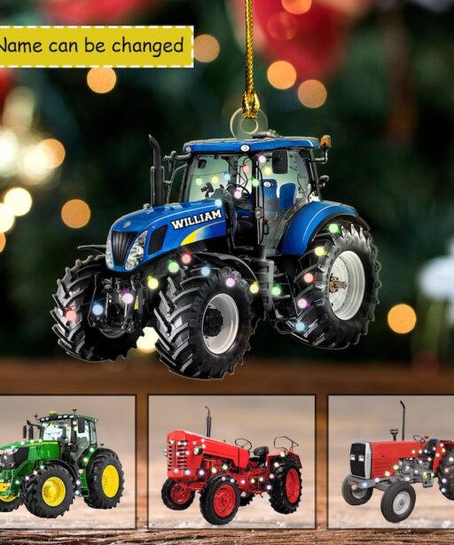 Personalized Tractor Flat Christmas Ornament For Farmer