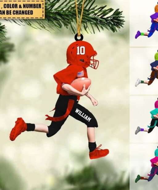 American Football Uniform Personalized American Football Kid Running Ornament