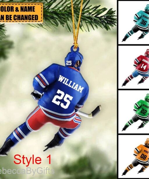 Personalized Ice Hockey Player Christmas Ornament