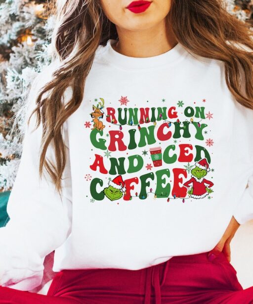 Running On Grinchy And Iced Coffee Shirt