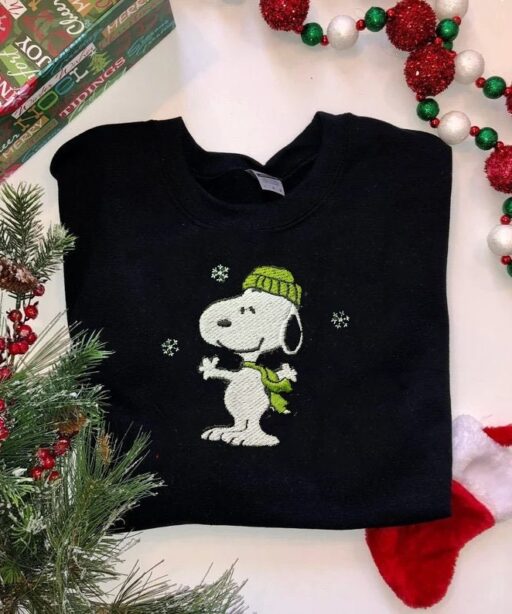 Christmas Cute Dog Embroidered Shirt