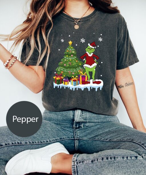 Funny Grinch Santa Christmas Guitar Tree Comfort Colors Shirt