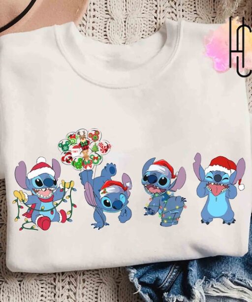 Cute Disney Santa Stitch Christmas Balloon Shirt